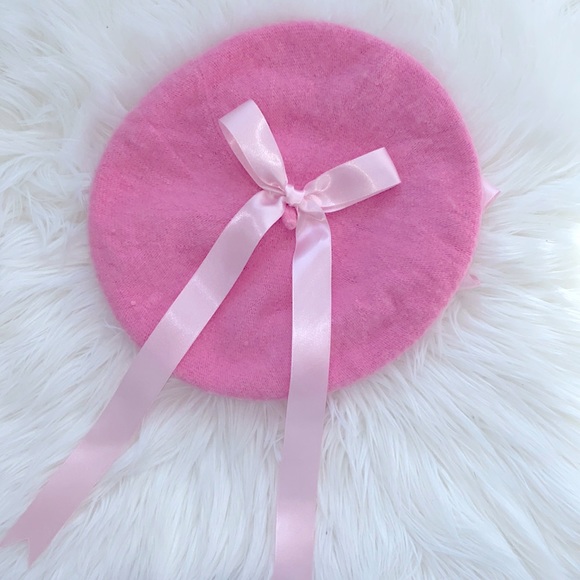 Dolls Kill Accessories - Dolls Kill Pink Bow Beret